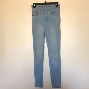 High waist light blue jeans